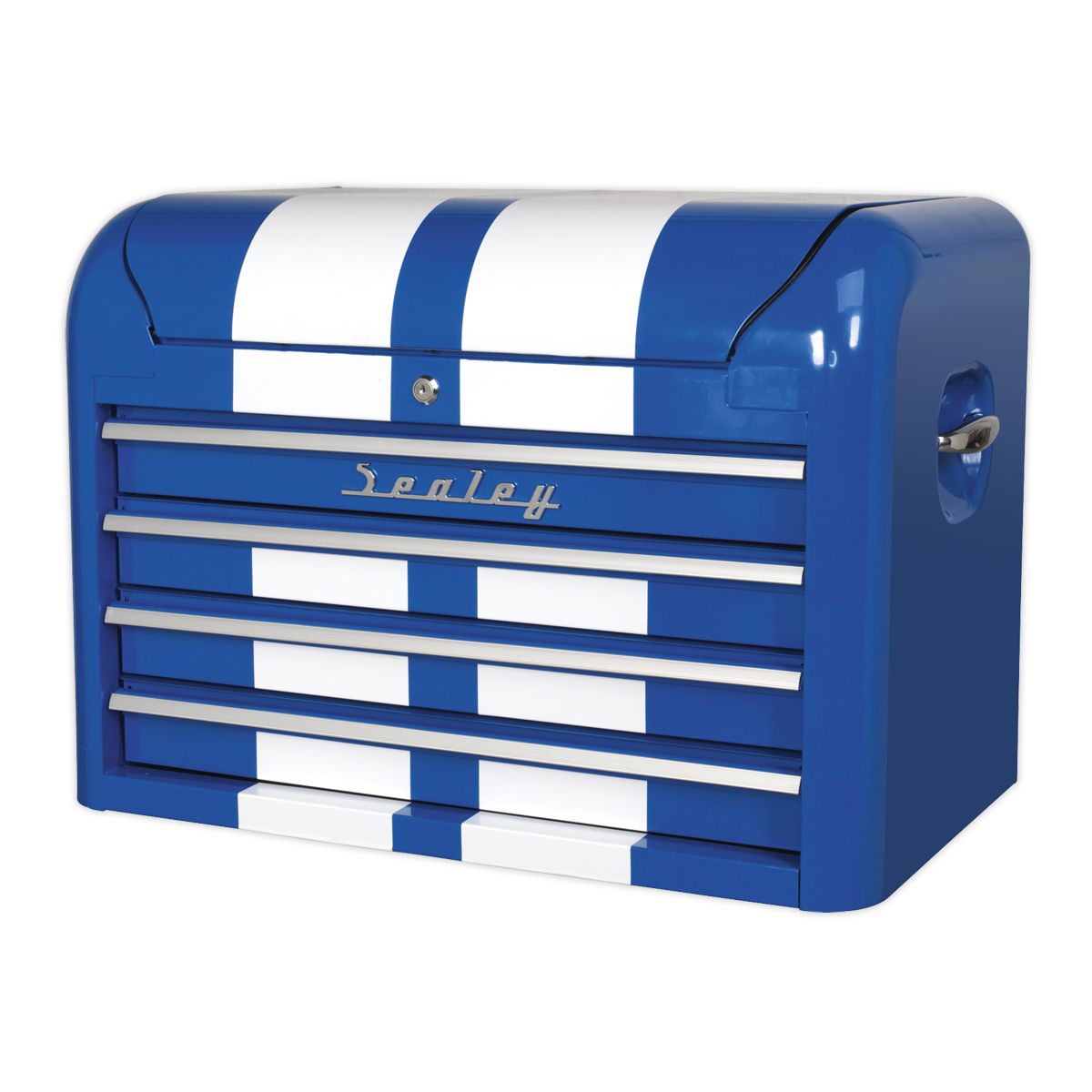 Sealey Premier Retro Style Topchest 4 Drawer - Blue with White Stripes - Image 6