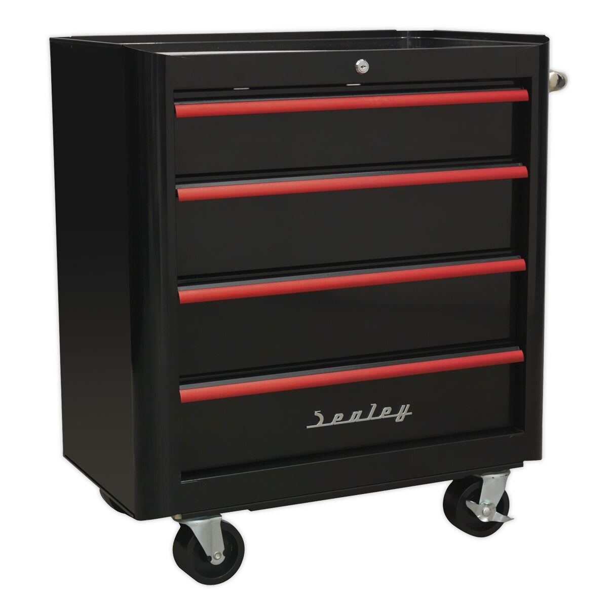 Sealey Premier Retro Style Topchest, Mid-Box Tool Chest 10 Drawer - Black with Red Drawer Pulls - Image 5