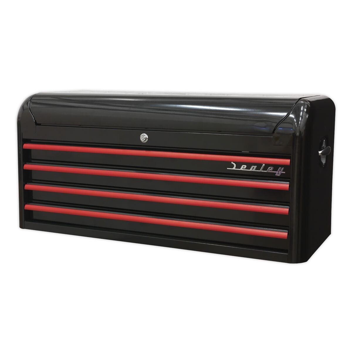 Sealey Premier Retro Style Wide Topchest 4 Drawer - Black with Red Anodised Drawer Pulls - Image 3