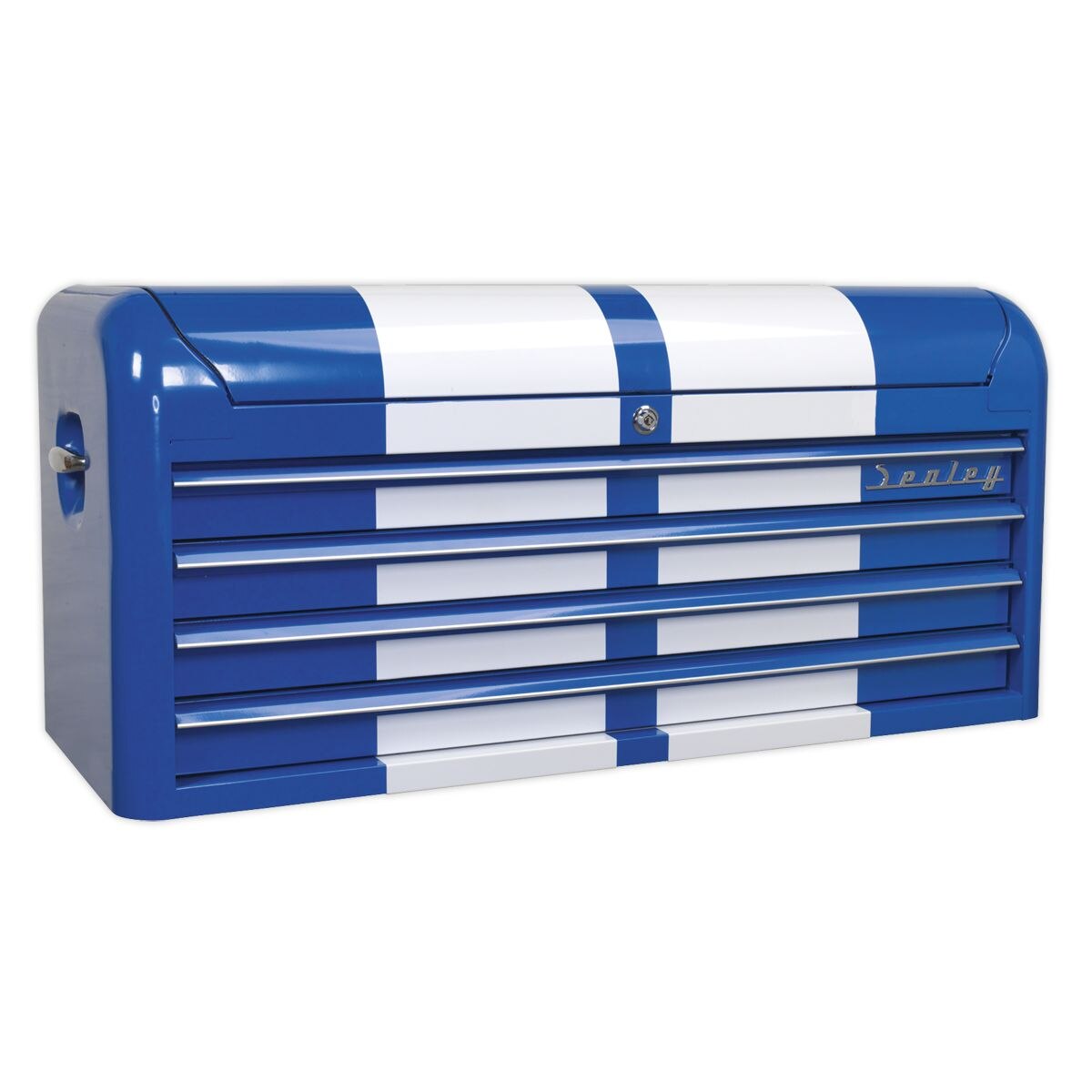 Sealey Premier Retro Style Wide Topchest 4 Drawer - Blue with White Stripes - Image 2