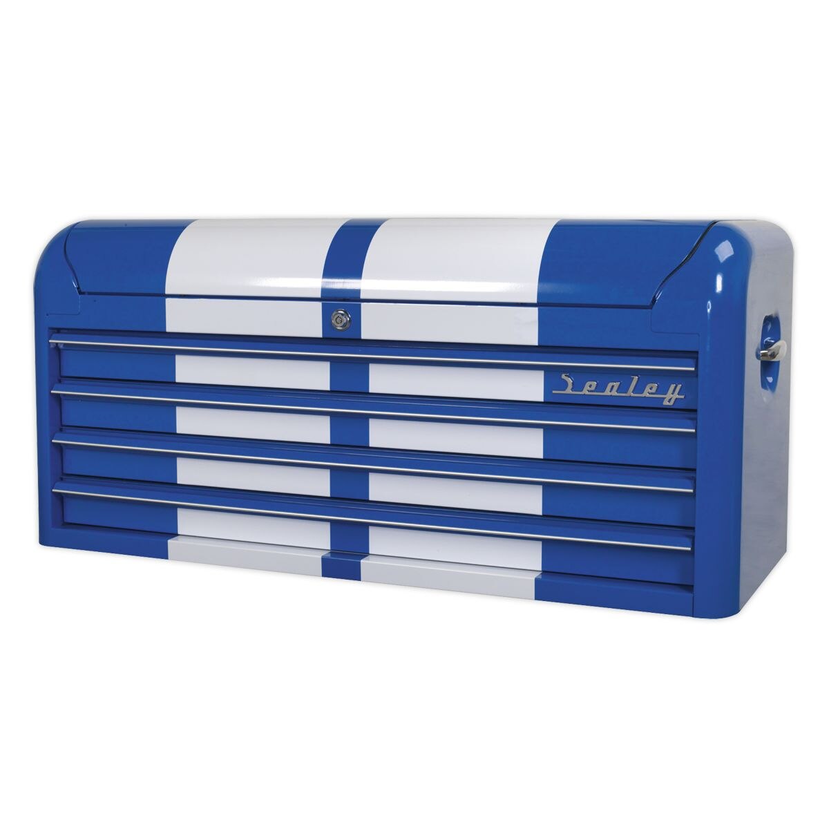 Sealey Premier Retro Style Wide Topchest 4 Drawer - Blue with White Stripes - Image 3