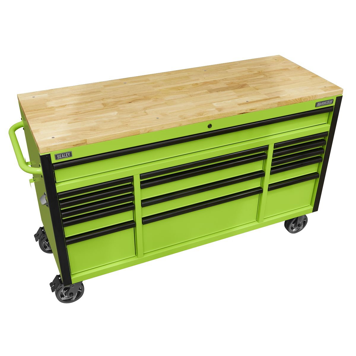 Sealey Superline PRO Black Edition Mobile Trolley with Wooden Worktop 15 Drawer 1549mm - Image 9