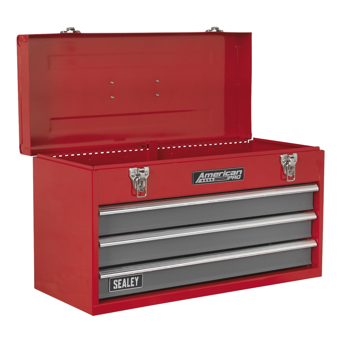 Sealey American PRO Tool Chest 3 Drawer - Red/Grey - Image 1