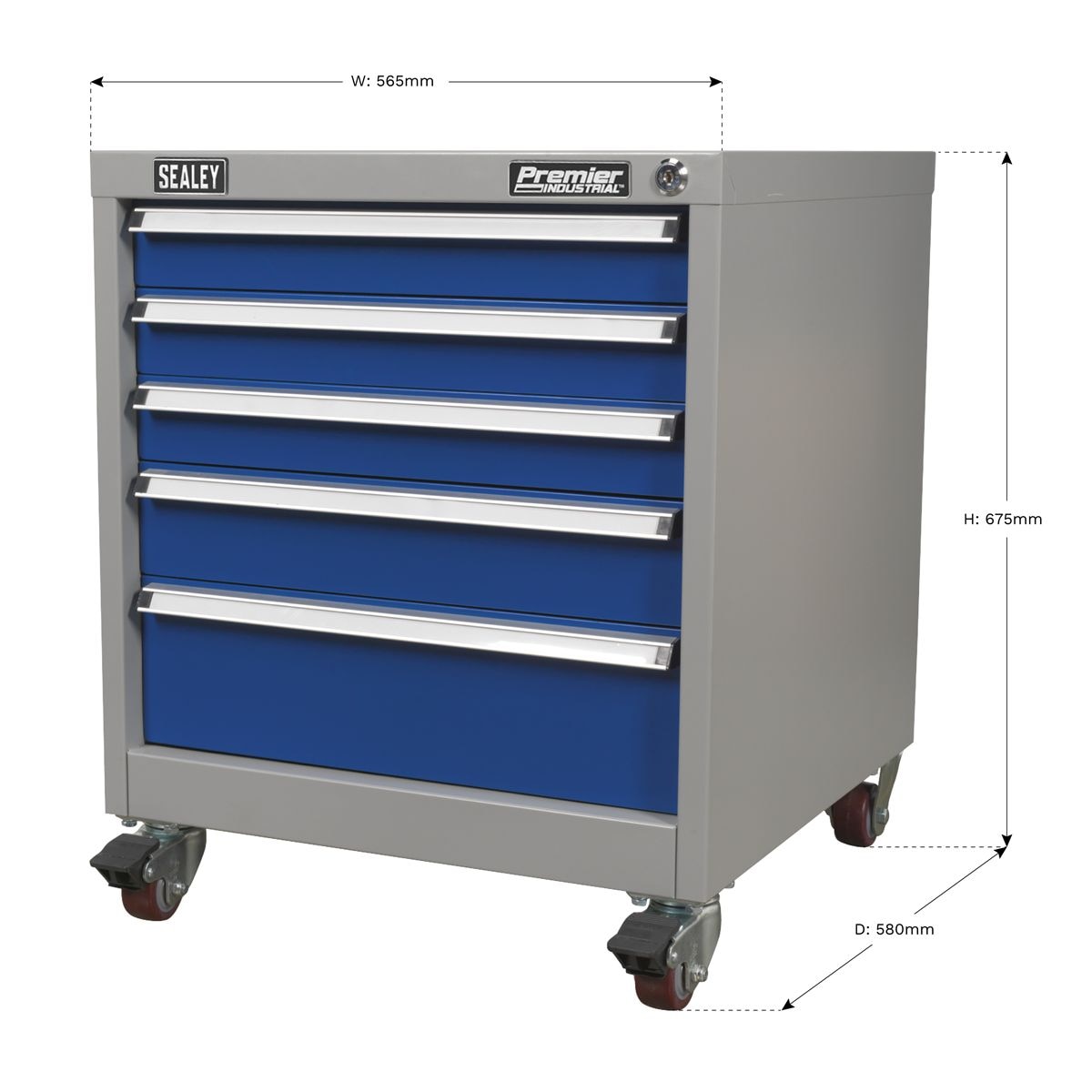 Sealey Premier Industrial Mobile Industrial Cabinet 5 Drawer - Image 4