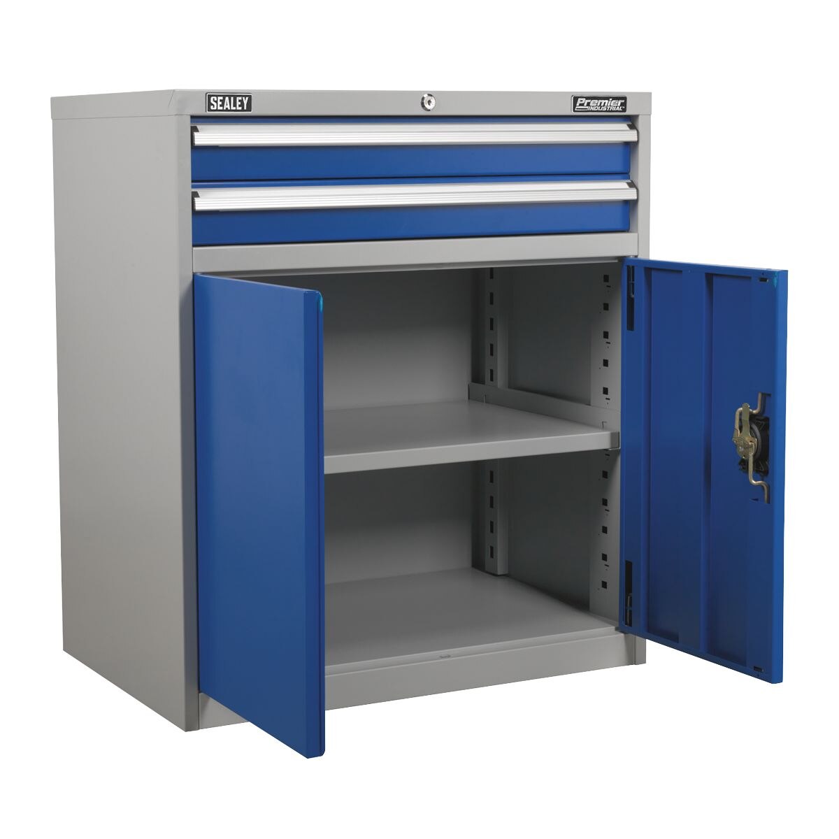 Sealey Premier Industrial Industrial Cabinet with 2 Drawers & 1 Shelf Double Locker - Image 6