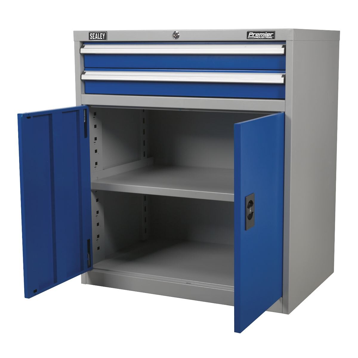 Sealey Premier Industrial Industrial Cabinet with 2 Drawers & 1 Shelf Double Locker - Image 7