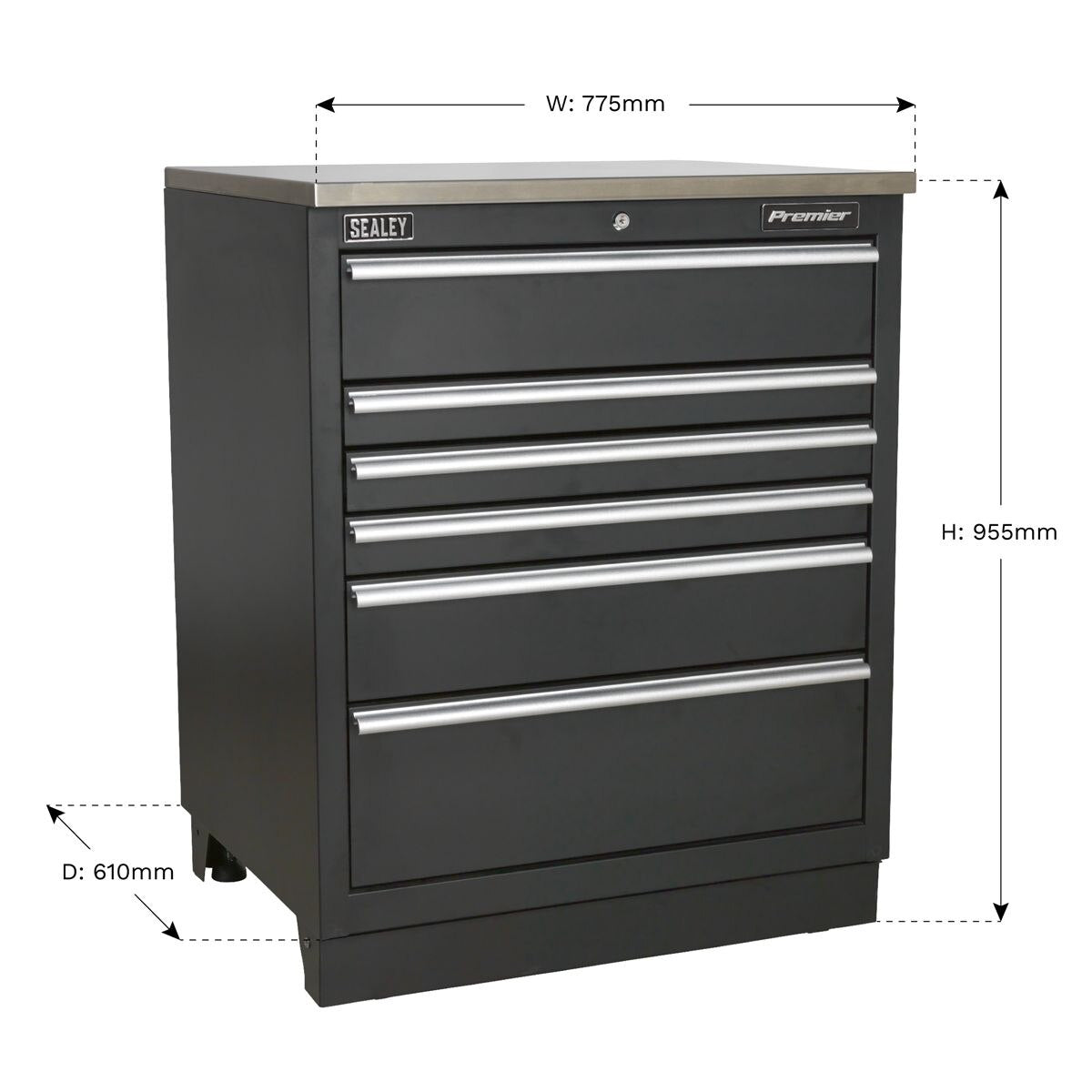 Sealey Premier Heavy-Duty Modular Floor Cabinet 6 Drawer 775mm - Image 6