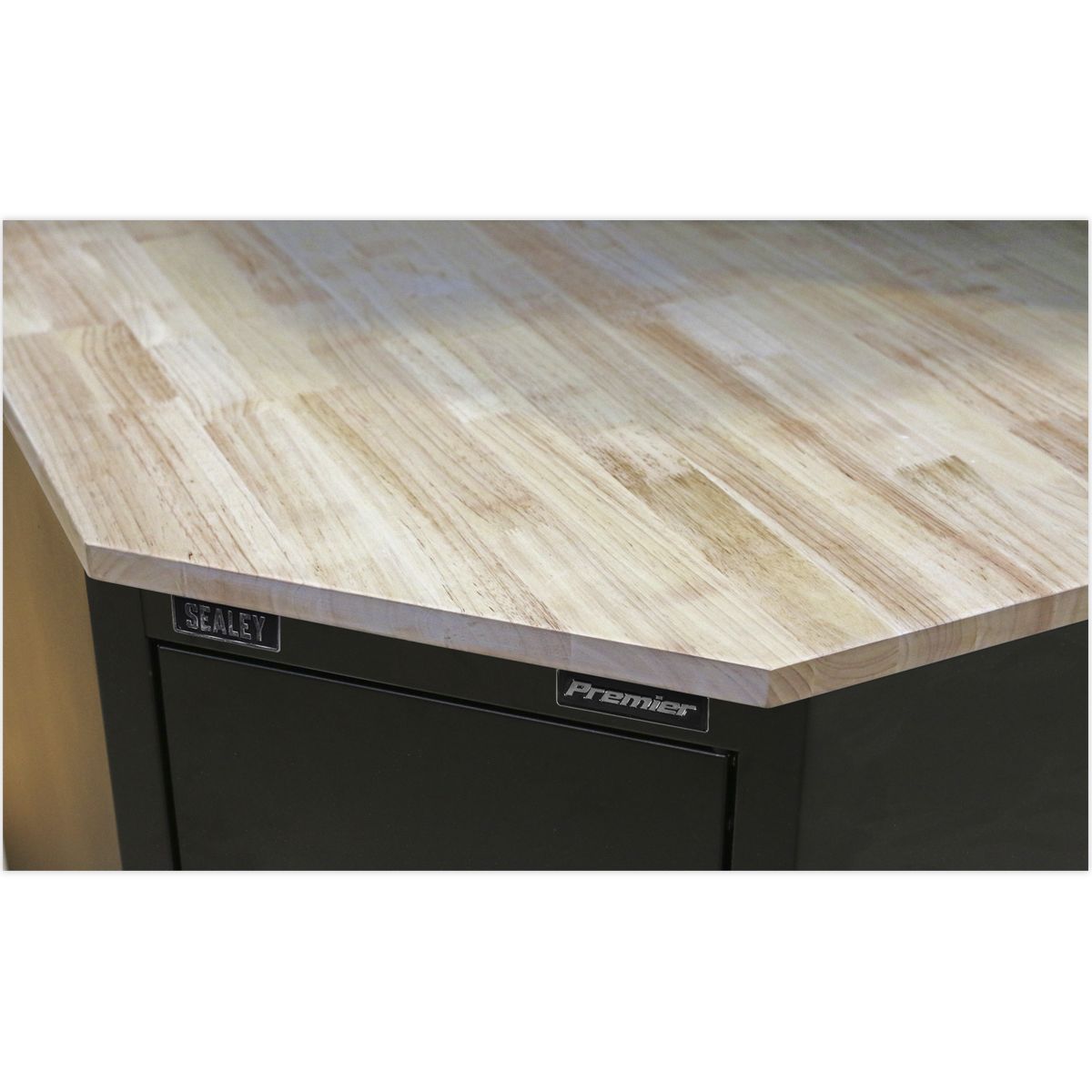 Sealey Premier Hardwood Corner Worktop 930mm - Image 1