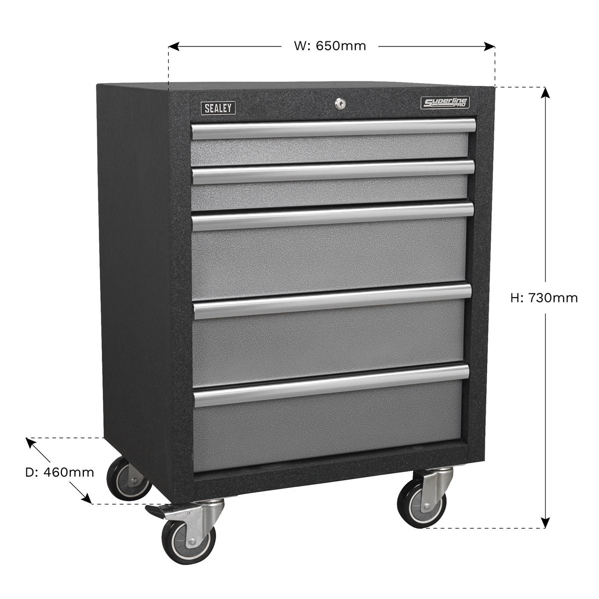 Sealey Superline PRO Modular Mobile Cabinet 5 Drawer 650mm - Image 3