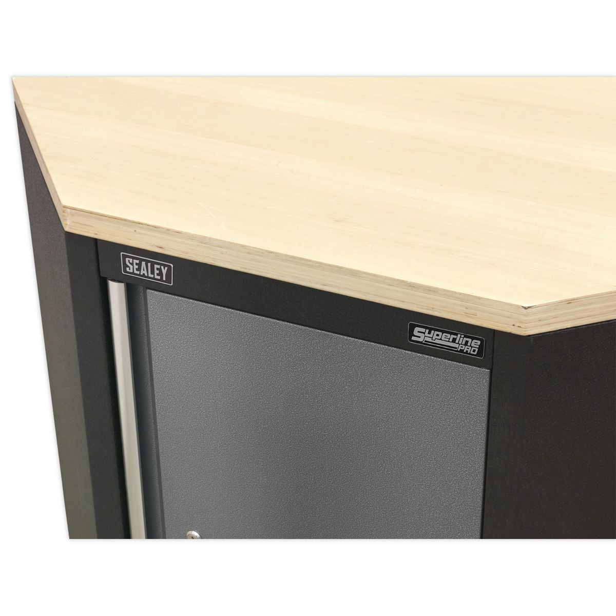 Sealey Superline PRO Pressed Wood Worktop for Modular Corner Cabinet 865mm - Image 2