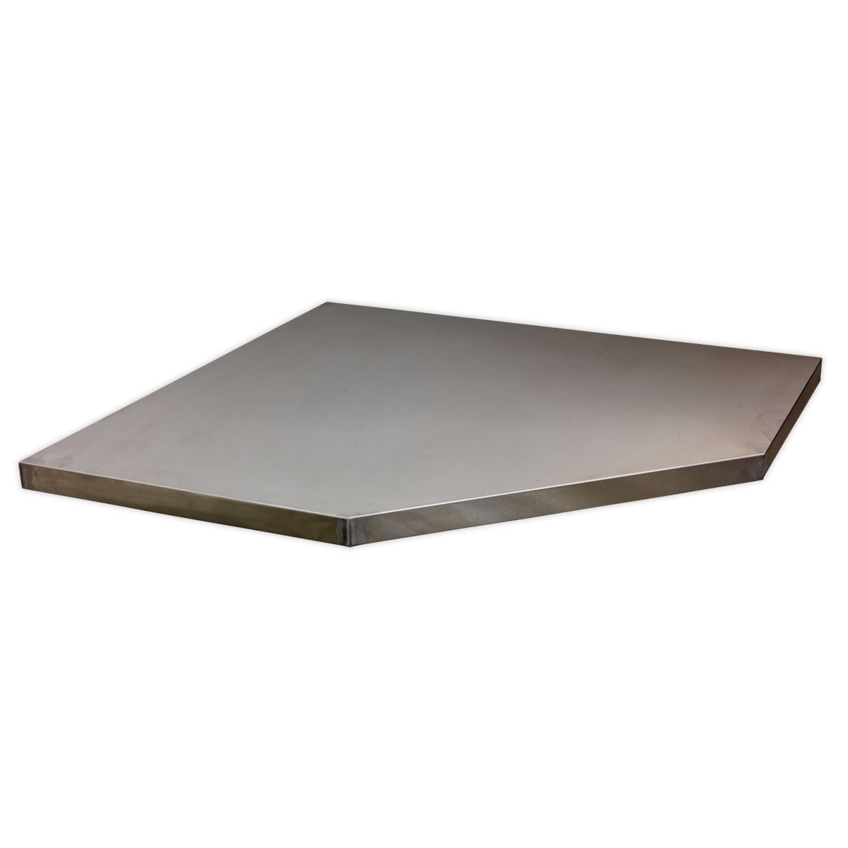 Sealey Superline PRO Stainless Steel Worktop for Modular Corner Cabinet 865mm - Image 1