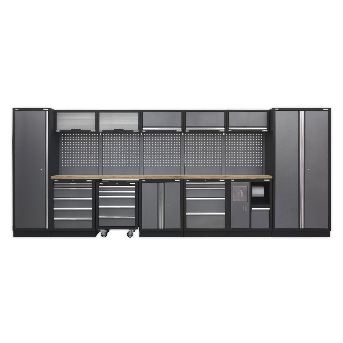 Sealey Superline PRO Storage System with Wood Worktop 4.9m - Image 1