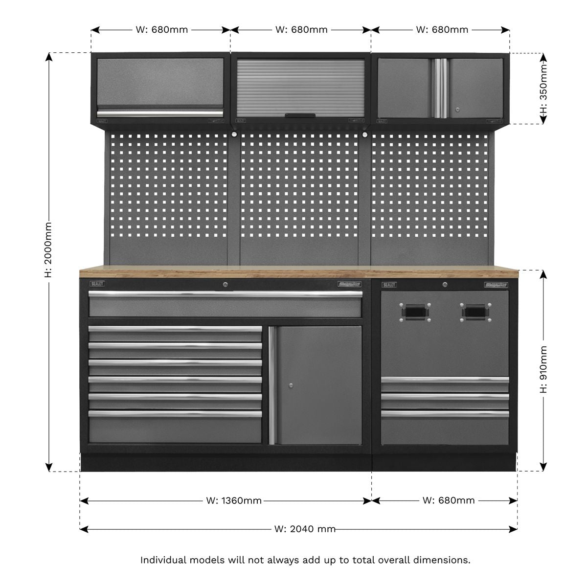 Sealey Superline PRO Modular Storage System Combo with Pressed Wood Worktop - Image 10