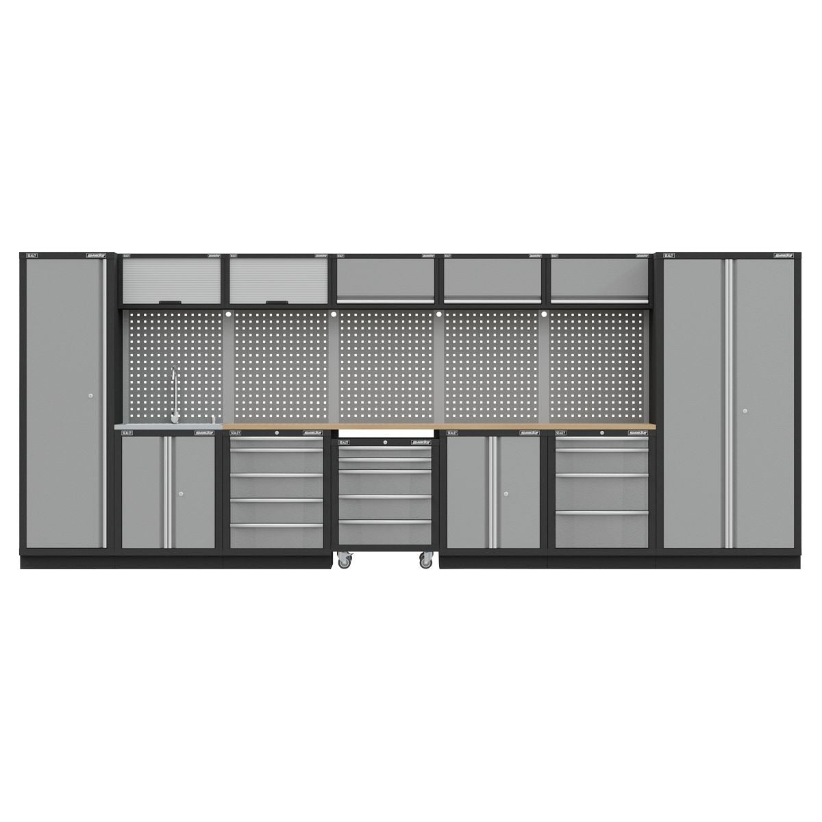 Sealey Superline PRO Storage System with Pressed Wood Worktop 4.9m - Image 1