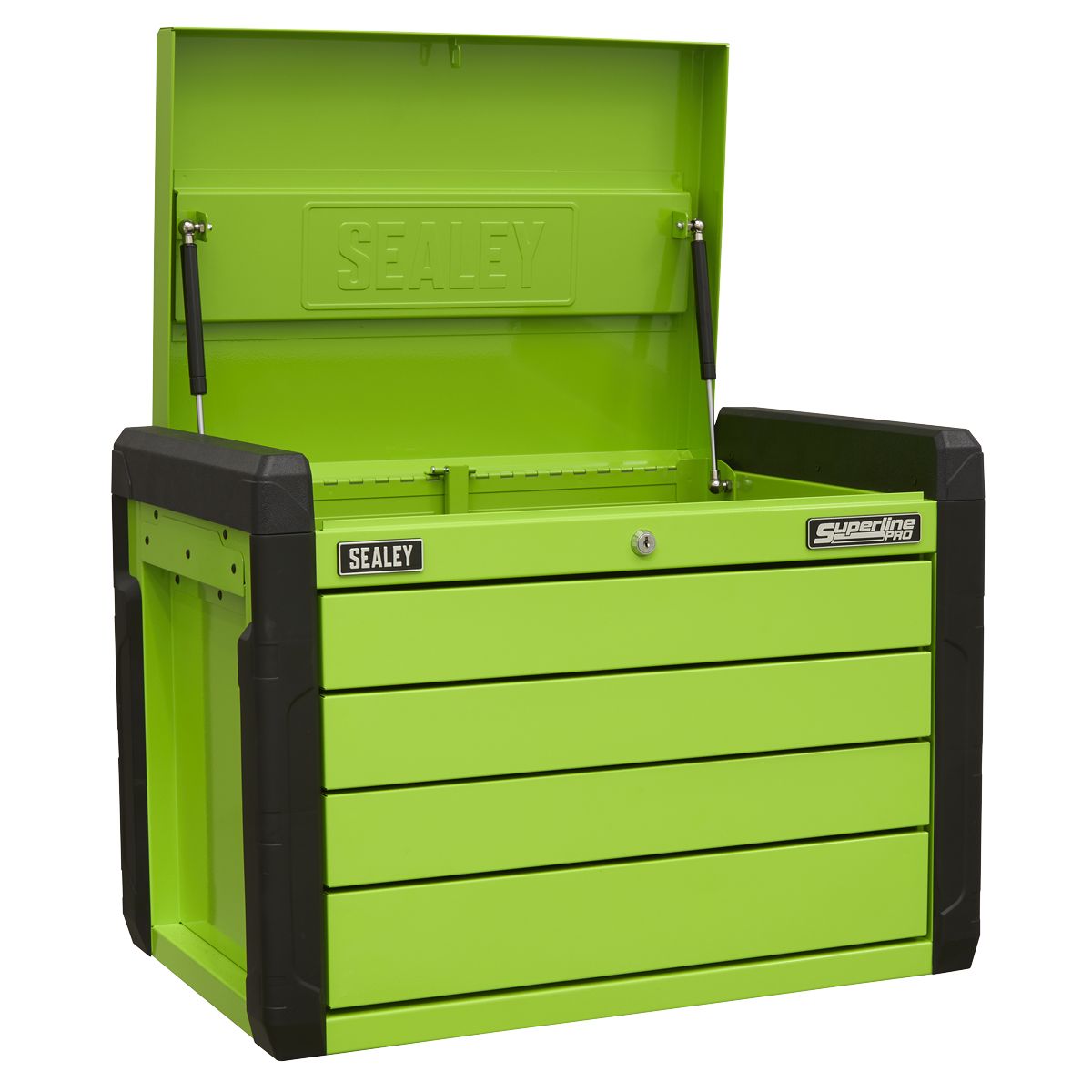 Sealey Superline PRO Push-to-Open Topchest 4 Drawer - Green - Image 1