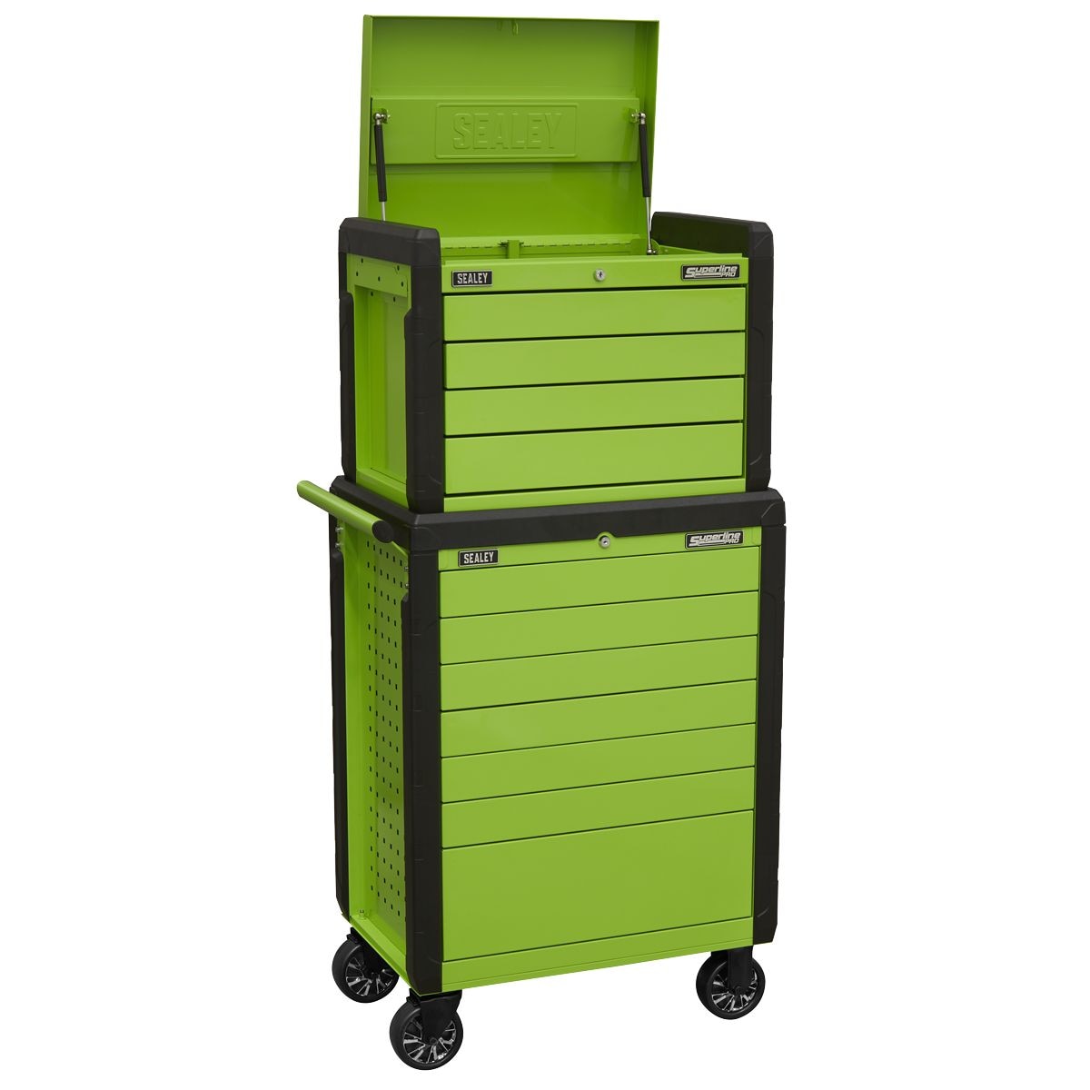 Sealey Superline PRO Push-To-Open Topchest & Rollcab Combination 11 Drawer - Green - Image 1