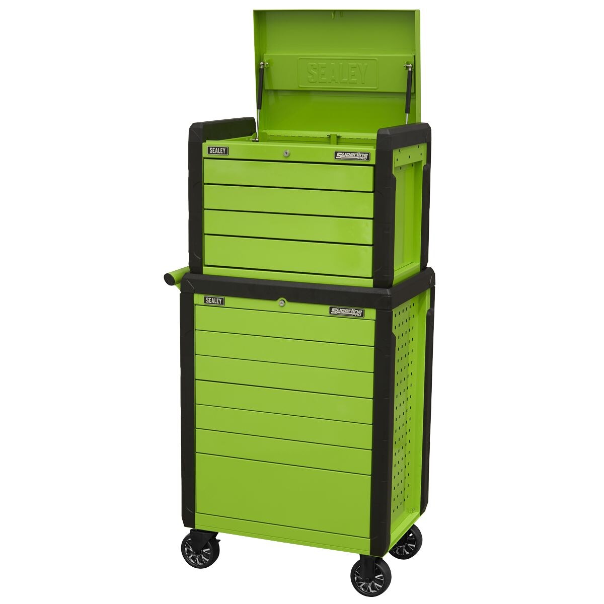 Sealey Superline PRO Push-To-Open Topchest & Rollcab Combination 11 Drawer - Green - Image 3