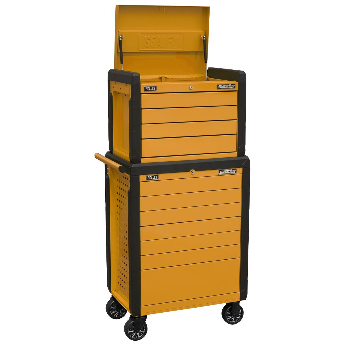 Sealey Superline PRO Push-To-Open Topchest & Rollcab Combination 11 Drawer - Orange - Image 1