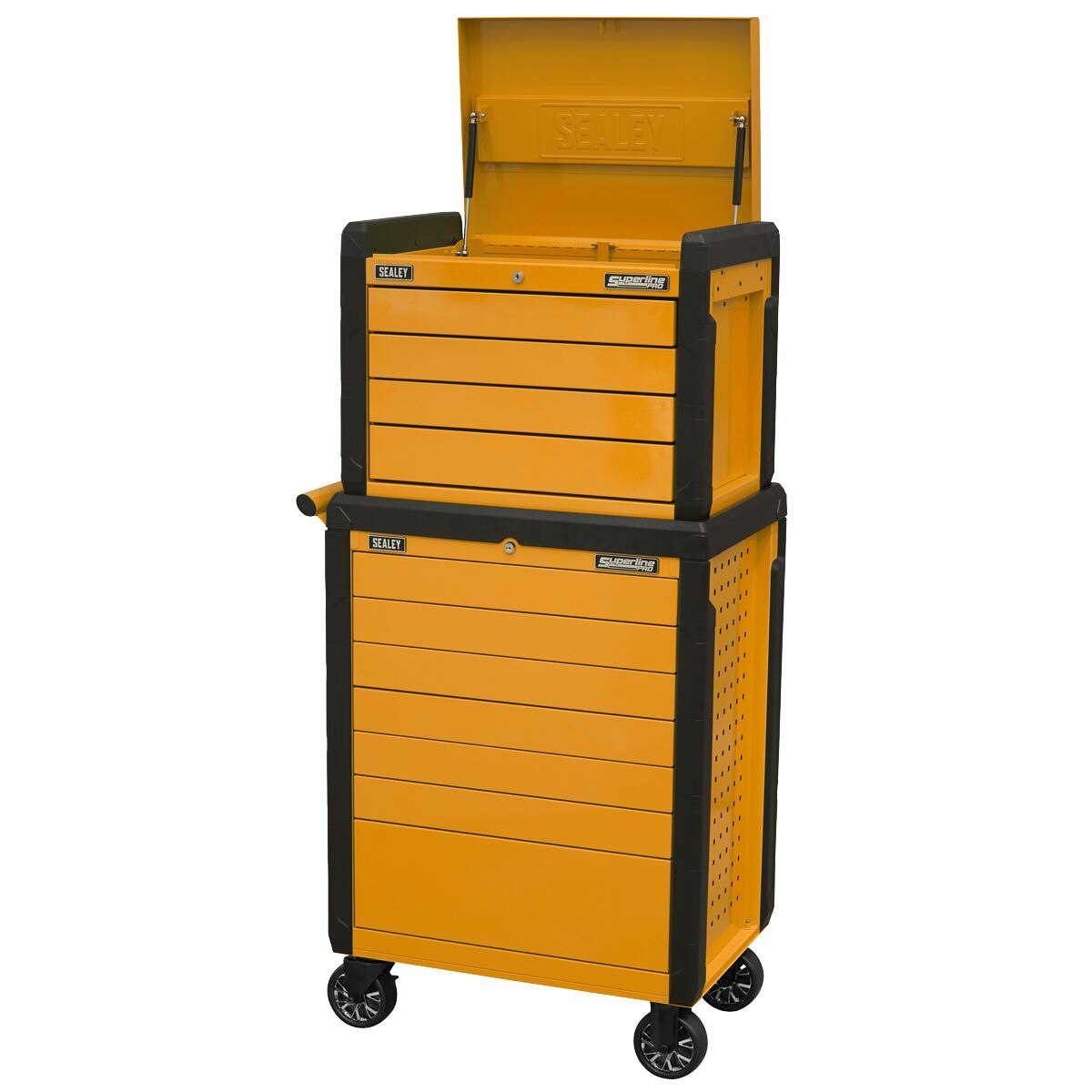 Sealey Superline PRO Push-To-Open Topchest & Rollcab Combination 11 Drawer - Orange - Image 2