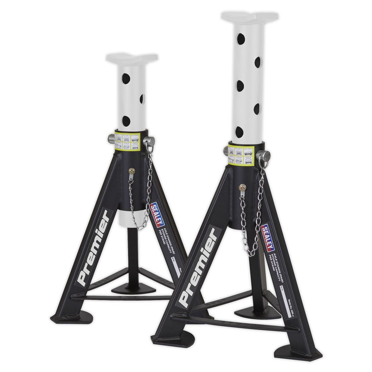 Sealey Premier Axle Stands (Pair) 6 Tonne Capacity per Stand - White - Image 1