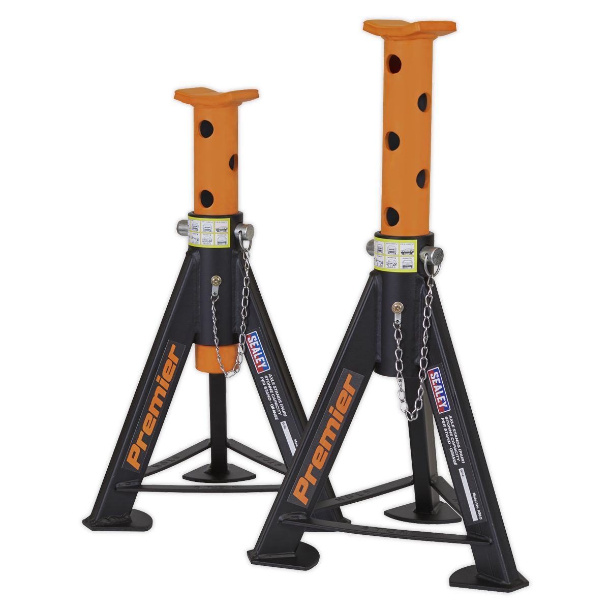 Sealey Premier Axle Stands (Pair) 6 Tonne Capacity per Stand - Orange - Image 1