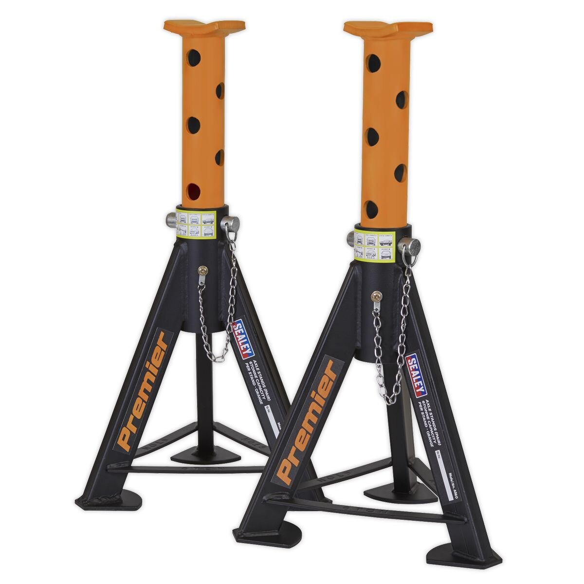 Sealey Premier Axle Stands (Pair) 6 Tonne Capacity per Stand - Orange - Image 2