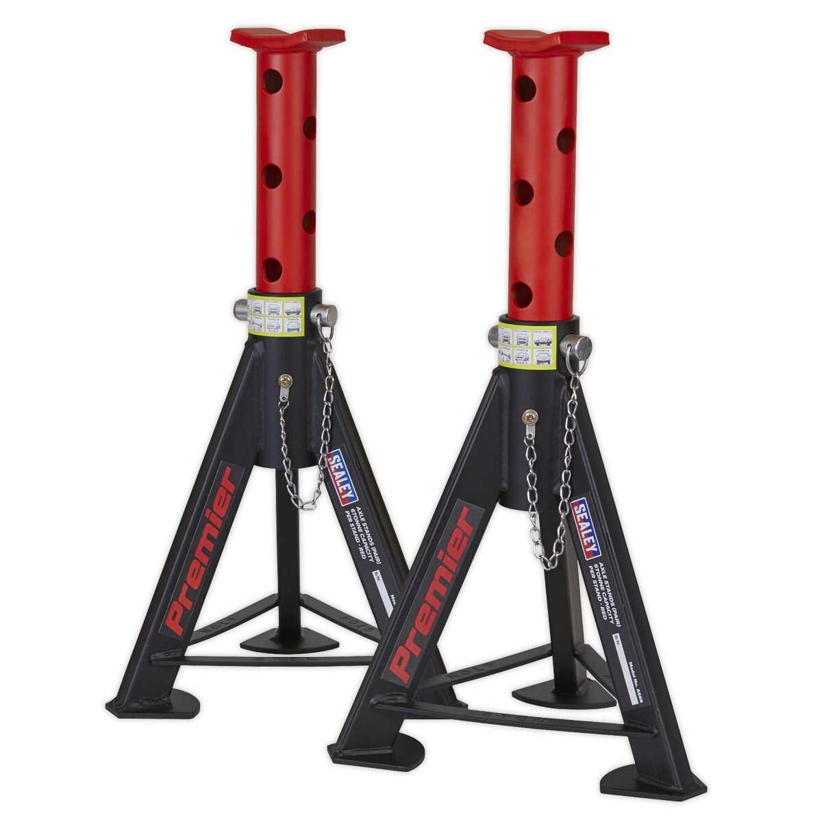 Sealey Premier Axle Stands (Pair) 6 Tonne Capacity per Stand - Red - Image 2