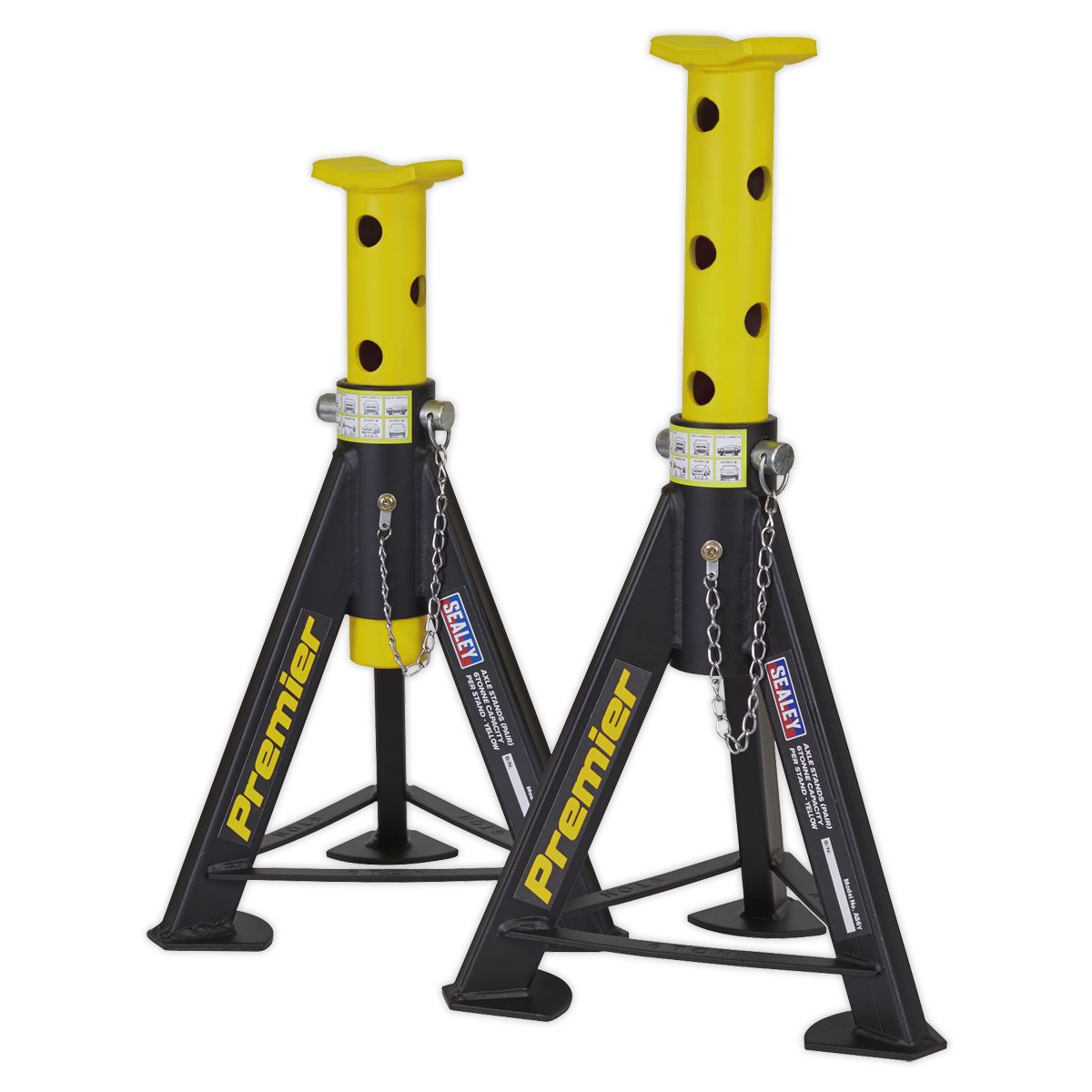 Sealey Premier Axle Stands (Pair) 6 Tonne Capacity per Stand - Yellow - Image 1