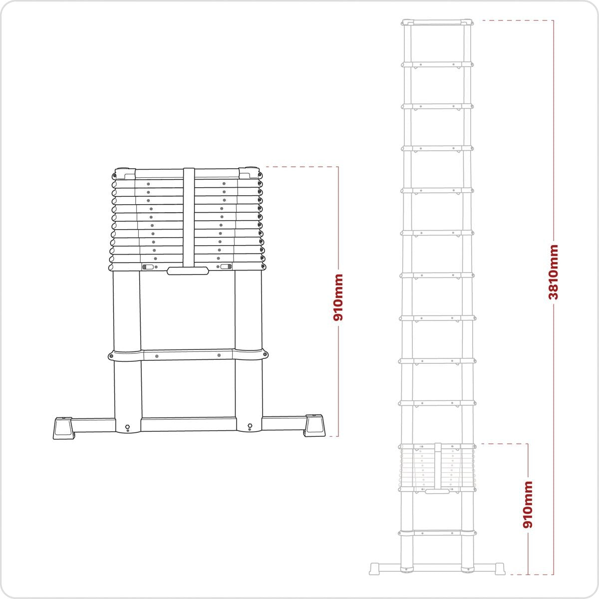 Sealey Telescopic Ladder 13-Tread Aluminium - BS EN 131 - Image 4