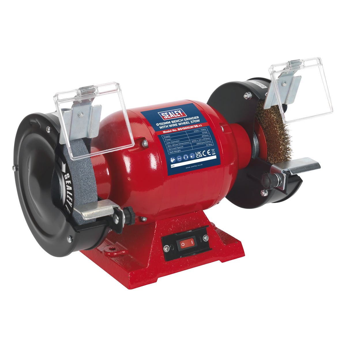 Sealey 150mm Bench Grinder with Wire Wheel 370W/230V - Image 1