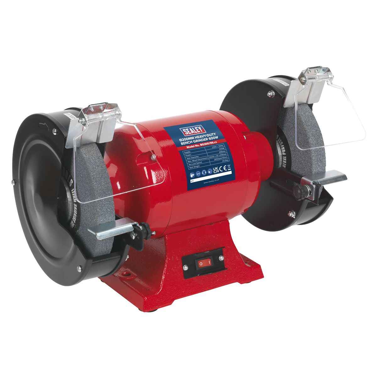 Sealey Heavy-Duty 200mm Bench Grinder 600W/230V - Image 1