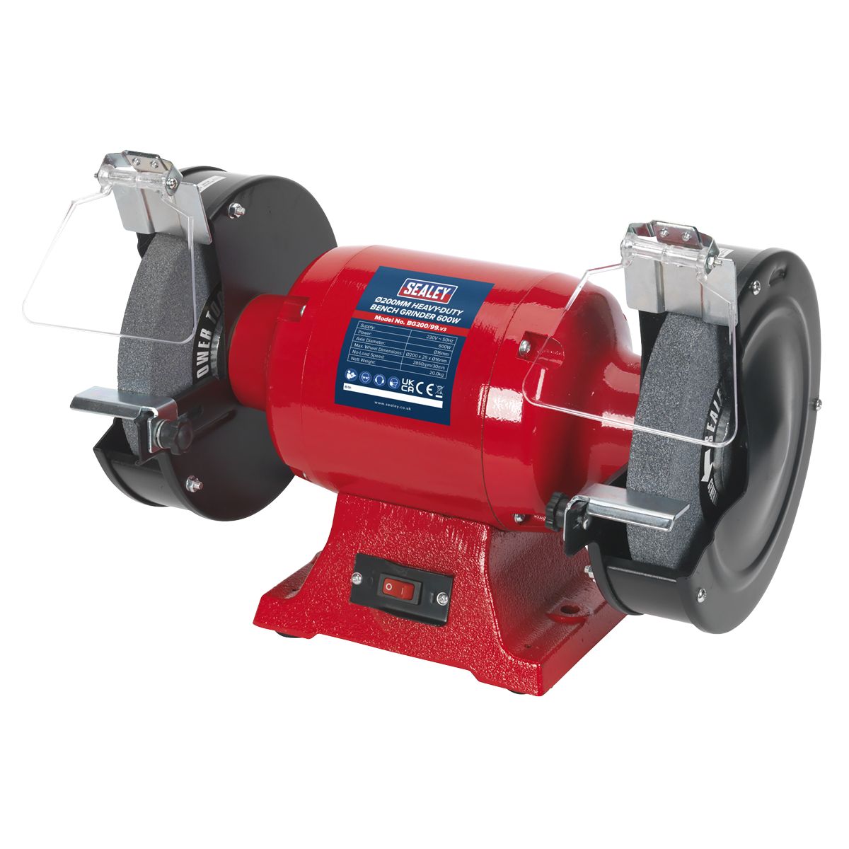 Sealey Heavy-Duty 200mm Bench Grinder 600W/230V - Image 2