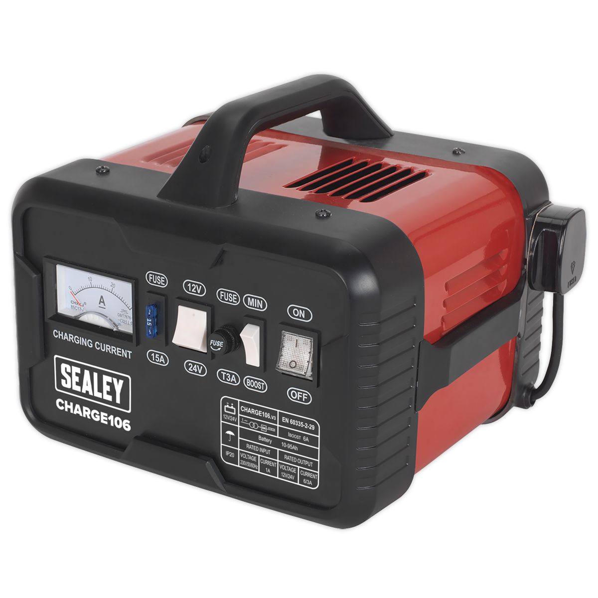 Sealey 12/24V Battery Charger 8A 230V - Image 1