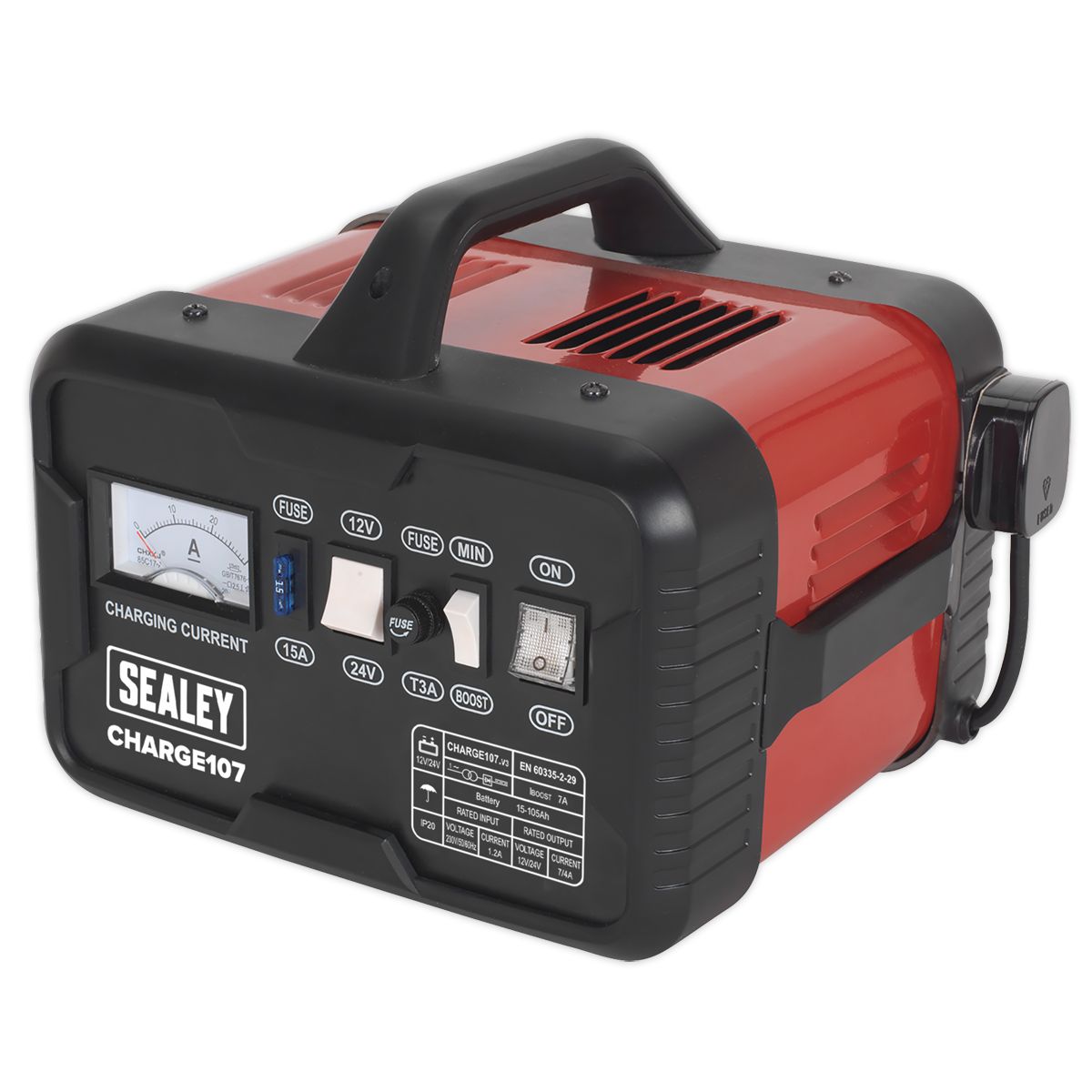 Sealey 12/24V Battery Charger 11A 230V - Image 1