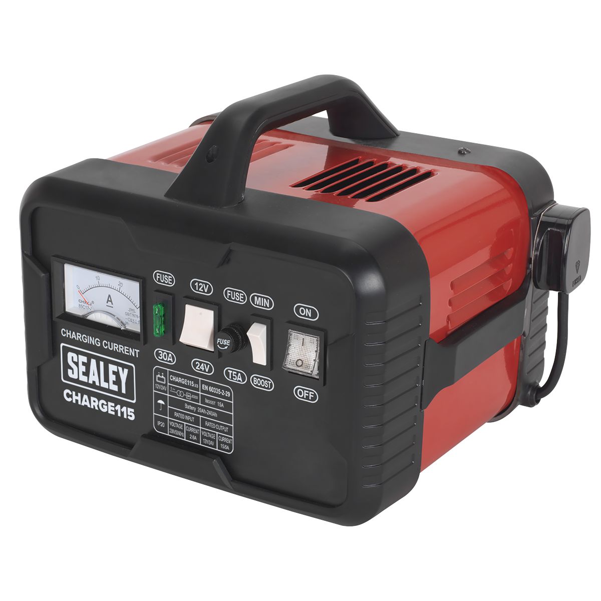 Sealey 12/24V Battery Charger 19A 230V - Image 1