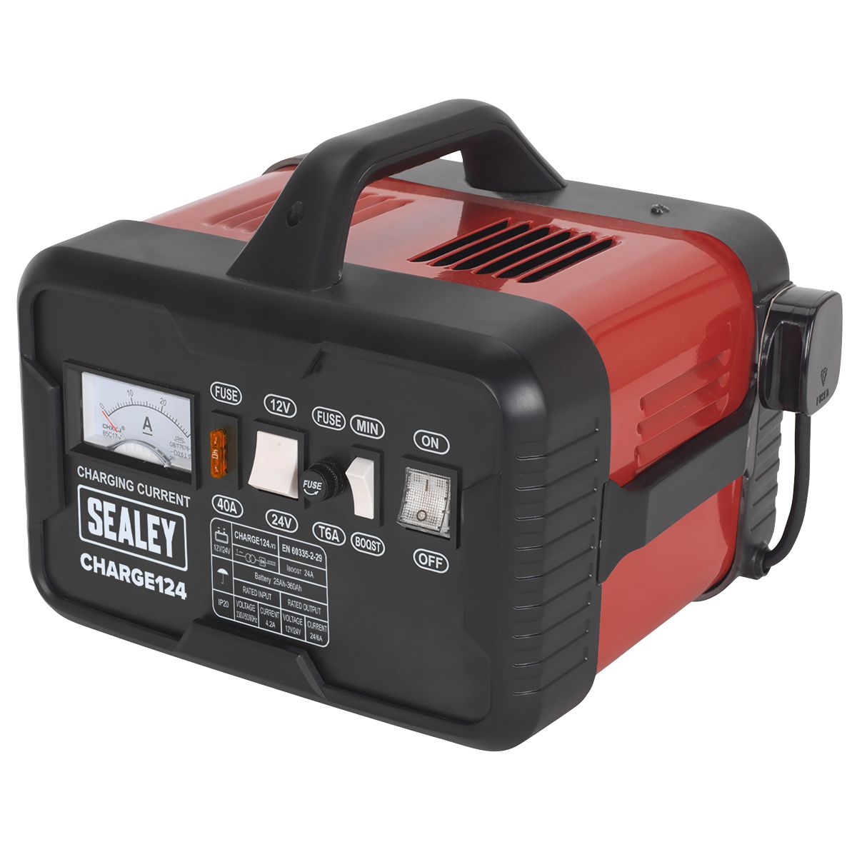 Sealey 12/24V Battery Charger 28A 230V - Image 1