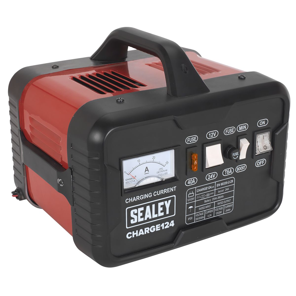 Sealey 12/24V Battery Charger 28A 230V - Image 2