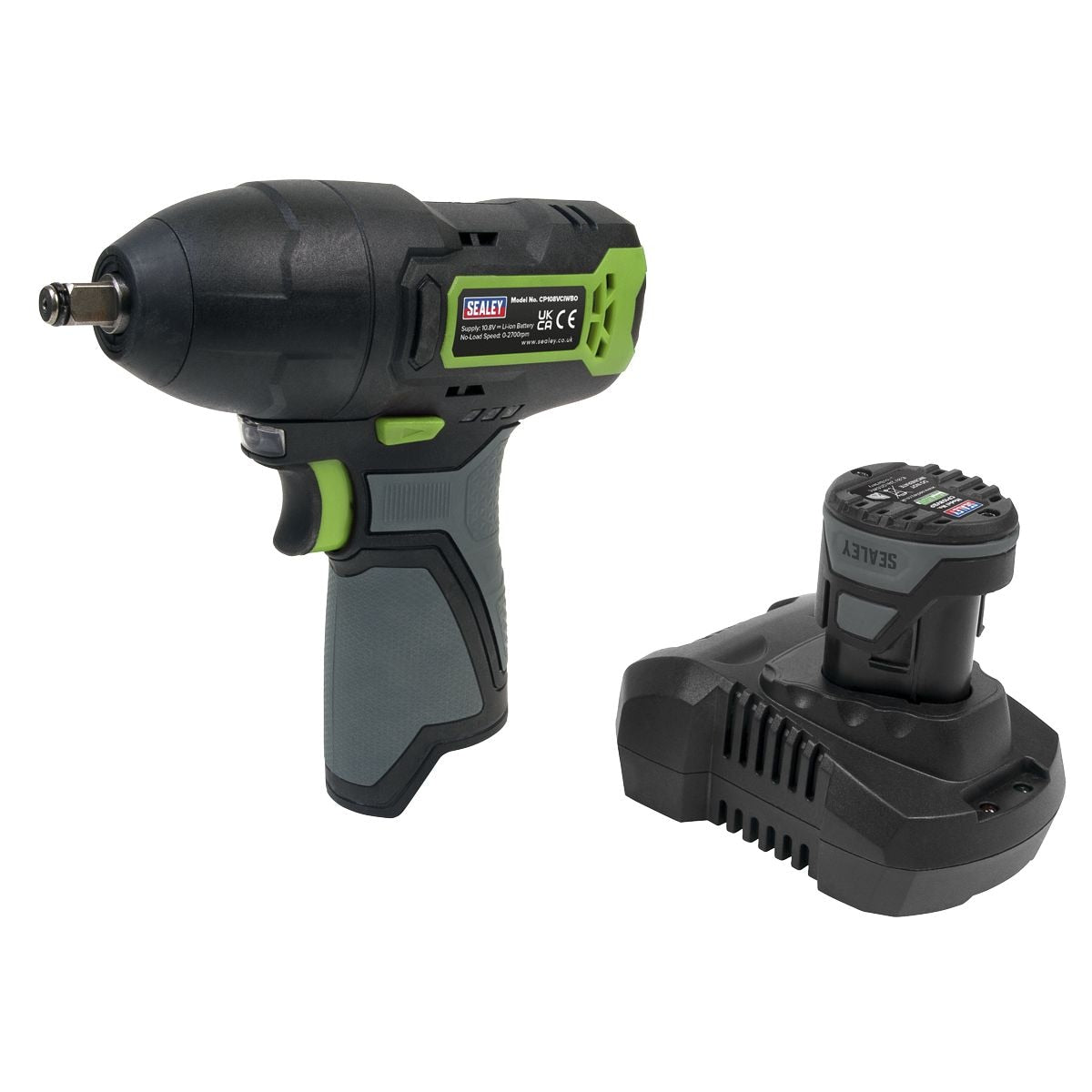 Sealey SV10.8 Series 3/8"Sq Drive Cordless Impact Wrench Kit 10.8V 2Ah - Image 1