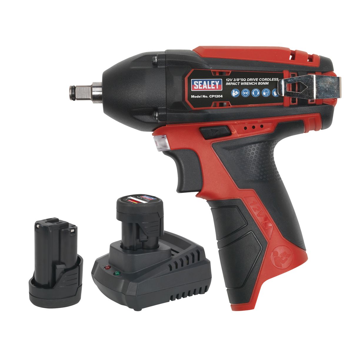 Sealey SV12 Series 3/8"Sq Drive Cordless Impact Wrench Kit 12V 1.5Ah - 2 Batteries - Image 2