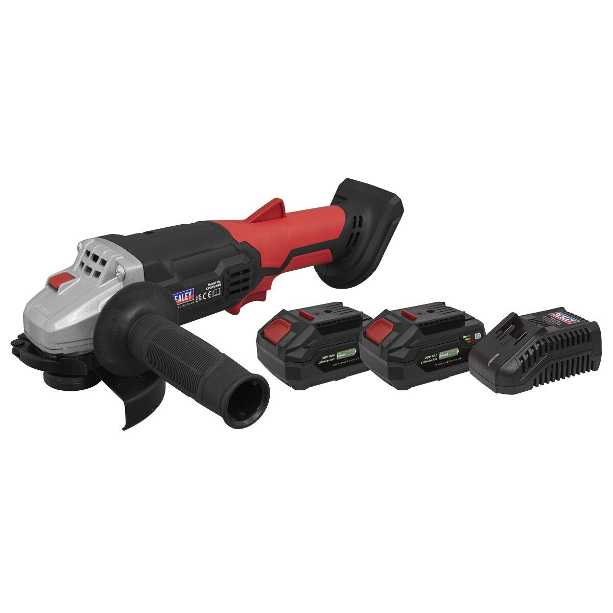 Sealey SV20 Series 115mm Cordless Angle Grinder Kit 20V 4Ah - 2 Batteries - Image 4