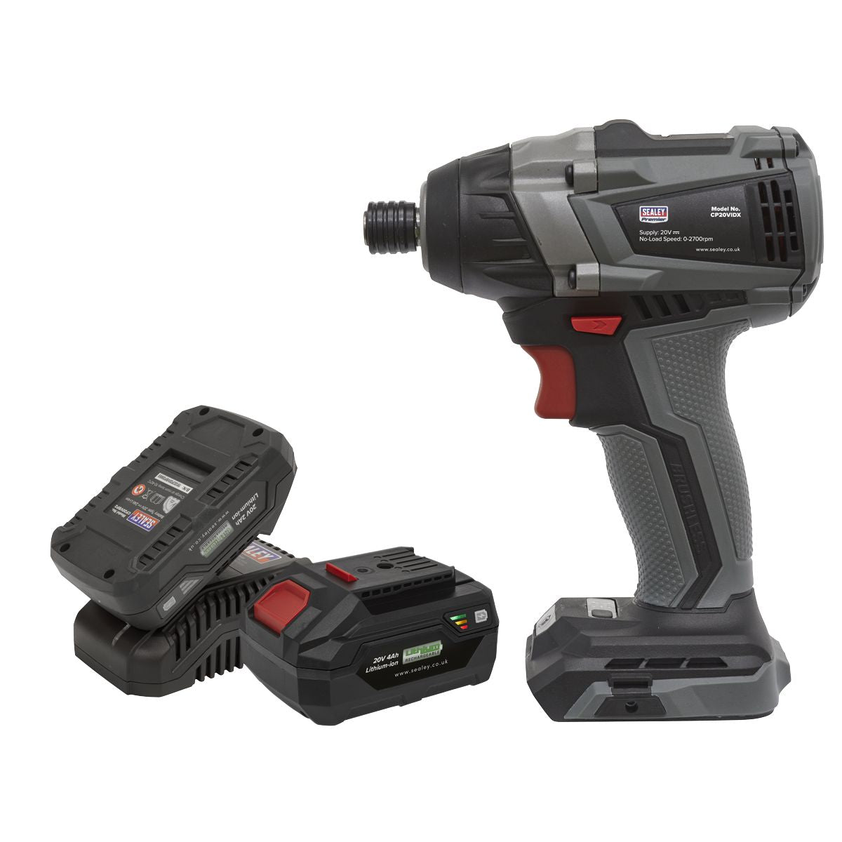 Sealey Premier SV20 Series 1/4"Hex Brushless Cordless Impact Driver Kit 20V - 2 Batteries - Image 2