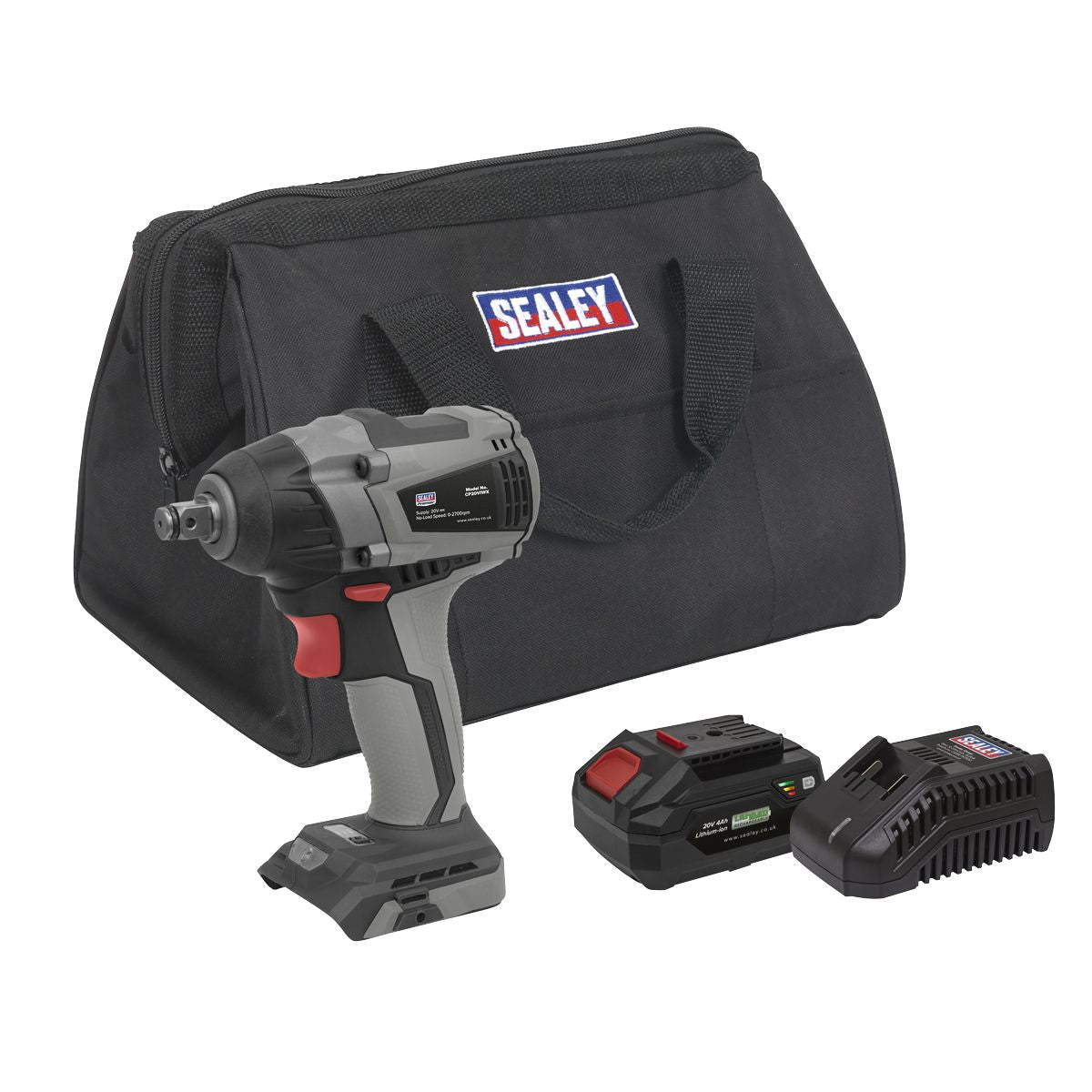 Sealey Premier SV20 Series 1/2"Sq Drive Brushless Cordless Impact Wrench Kit 20V 4Ah - Image 1