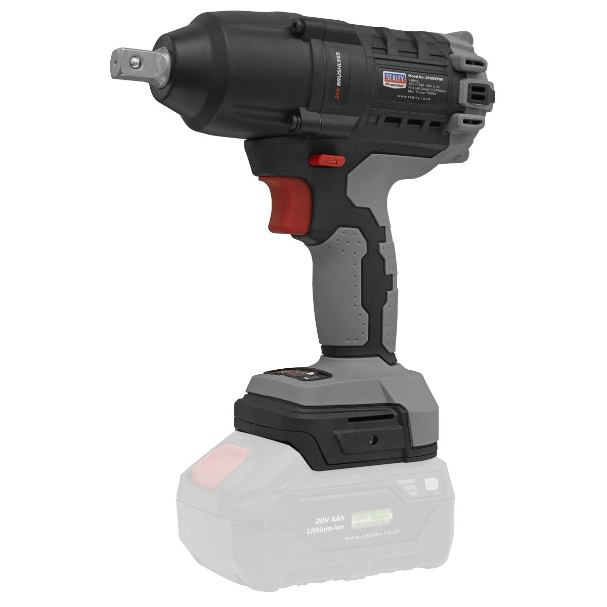 Sealey Premier SV20 Series 1/2"Sq Drive Brushless Cordless Impact Wrench 20V - Body Only - Image 1