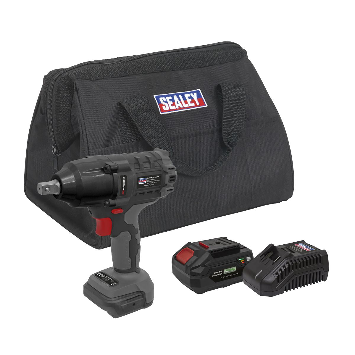 Sealey Premier SV20 Series 1/2"Sq Drive Brushless Cordless Impact Wrench Kit 20V 4Ah - Image 1