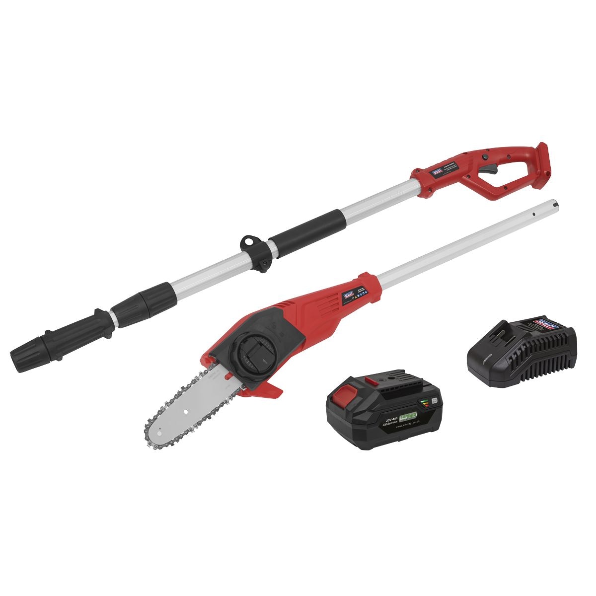 Sealey SV20 Series 20cm Cordless Telescopic Chainsaw Kit 20V 4Ah - Image 1