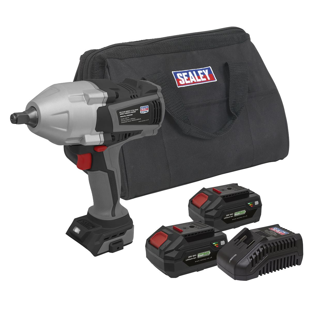 Sealey Premier SV20 Series Cordless Impact Wrench Kit 20V 4Ah - 2 Batteries - Image 1