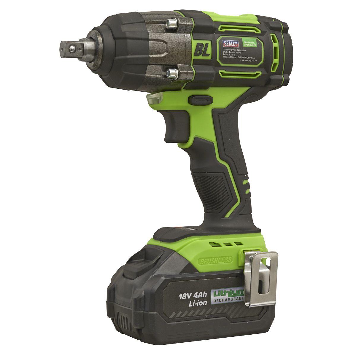 Sealey 1/2"Sq Drive Hi-Vis Cordless Brushless Impact Wrench 18V 4Ah - Image 1