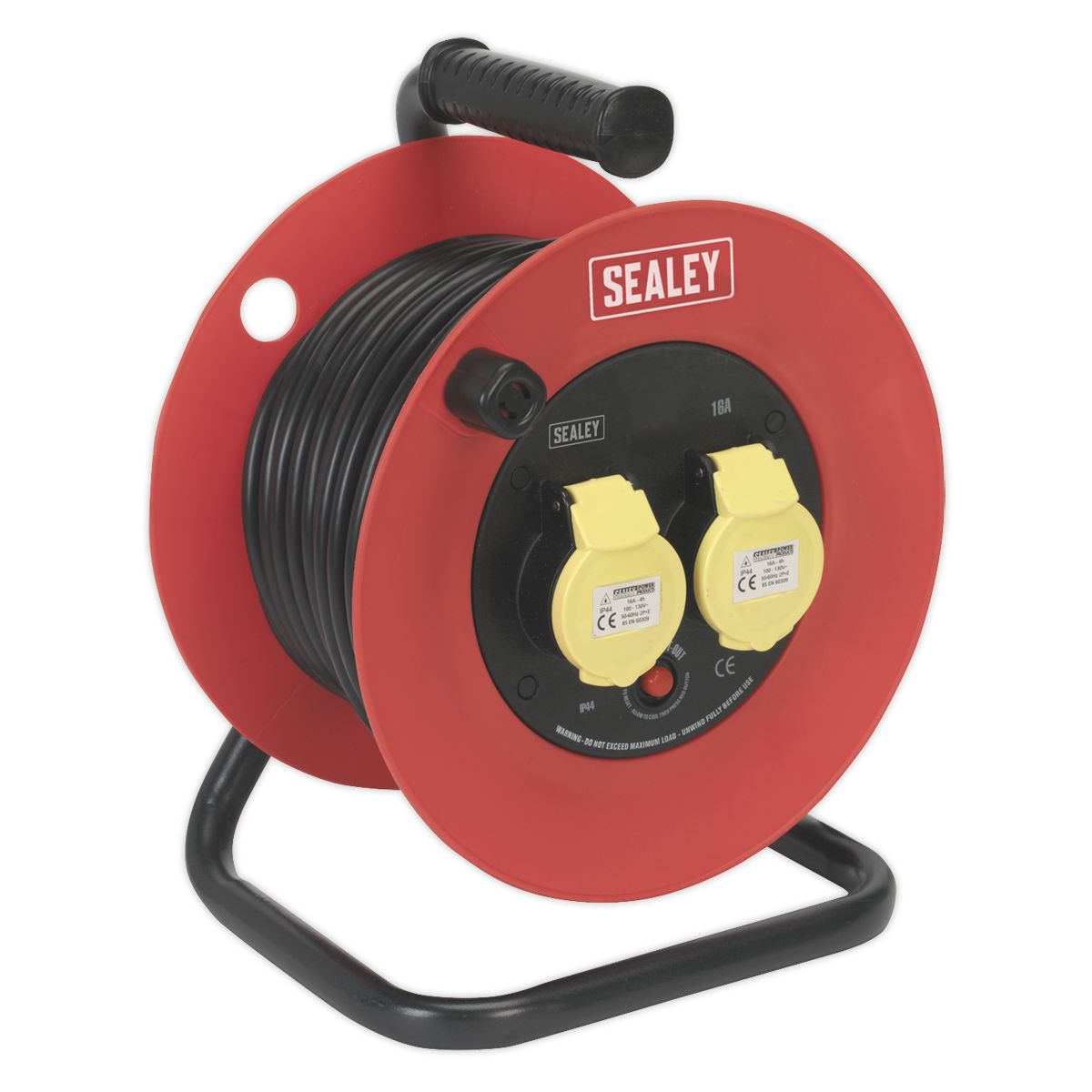 Sealey 25m Heavy-Duty Cable Reel with Thermal Trip 2 x 110V - Image 1