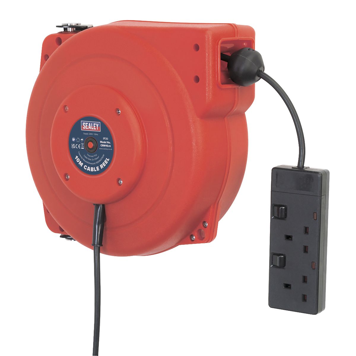 Sealey 10m Retractable Cable Reel System 2 x 230V - Image 2