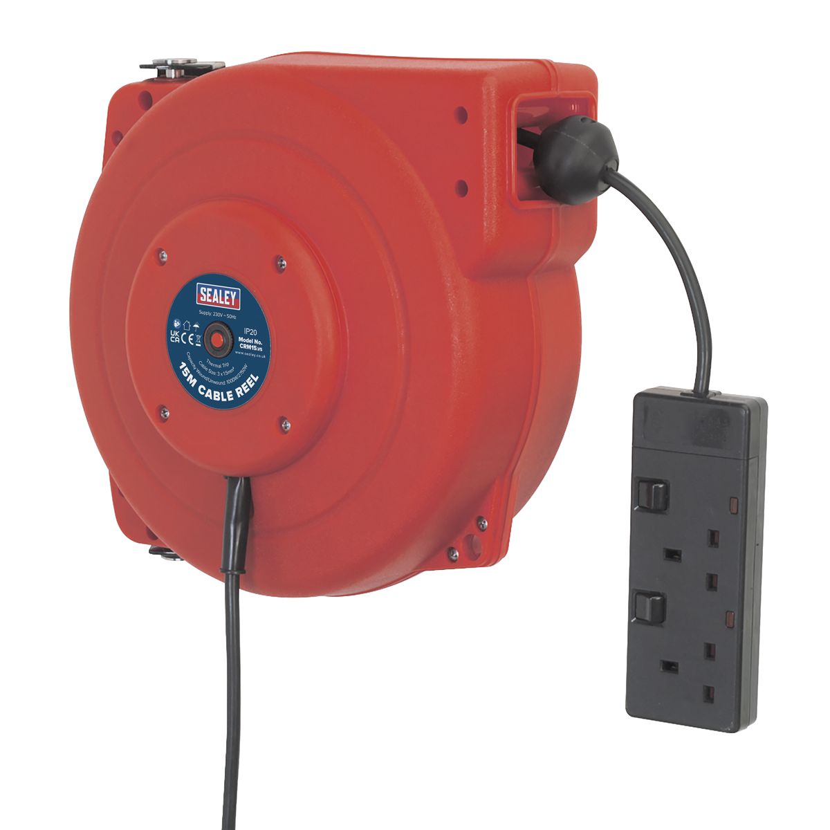 Sealey 15m Retractable Cable Reel System 2 x 230V - Image 2